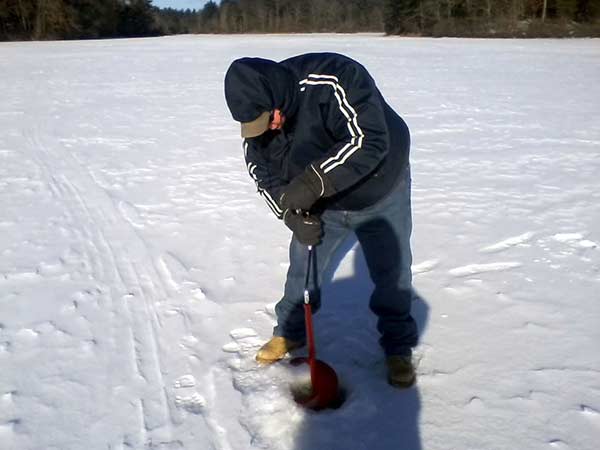 Hopedale Pond ice fishing