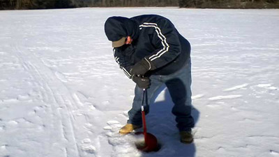 Ice fishing Hopedale Pond